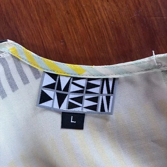 DUSEN DUSEN lock stripe JANE dress L chartreuse+black midi - Picture 4 of 5